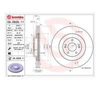 Disco freno BREMBO 09D62611 anteriore, ventilato, altamente carbonizzato, 1 pezzo