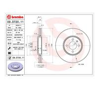 Disco freno BREMBO 09D72011 anteriore, ventilato, altamente carbonizzato, 1 Pezzo