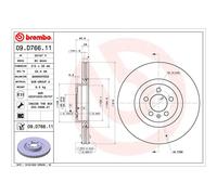 Disco freno BREMBO 09D76611 anteriore, ventilato, altamente carbonizzato, 1 Pezzo