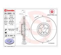 Disco freno BREMBO 09D90013 anteriore, ventilato, altamente carbonizzato, 1 Pezzo