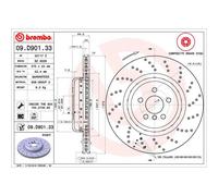 Disco freno BREMBO 09D90133 posteriore, ventilato, altamente carbonizzato, 1 Pezzo