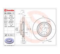 Disco freno BREMBO 09E03411 anteriore, ventilato, 1 Pezzo