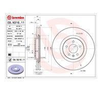 BREMBO 09.N316.11 Disco freno