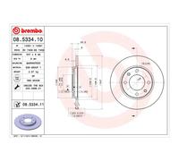 Disco freno BREMBO 8533411 posteriore, pieno, 1 Pezzo