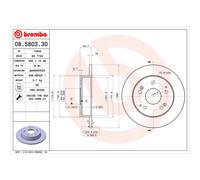 Disco freno BREMBO 8580330 posteriore, pieno, 1 Pezzo