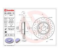 Brembo Xtra 09.A532.1X - Disco Freno Forato Anteriore, Set di 2