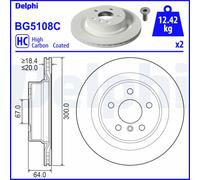 Delphi Disco freno BG5108C posteriore ventilato altamente carbonizzato kit 2 pezzi per BMW