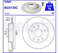 Disco freno DELPHI BG5139C posteriore, pieno, 2 Pezzo