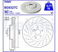 Disco freno DELPHI BG9327C anteriore, ventilato, perforato, altamente carbonizzato, 1 Pezzo