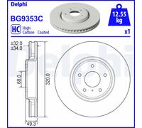 Disco freno DELPHI BG9353C anteriore, ventilato, altamente carbonizzato, 1 Pezzo