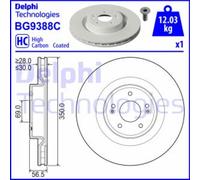 Disco freno DELPHI BG9388C anteriore, ventilato, altamente carbonizzato, 1 Pezzo