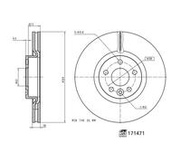 Disco freno FEBI BILSTEIN 171471 anteriore, ventilato, altamente carbonizzato, 1 Pezzo