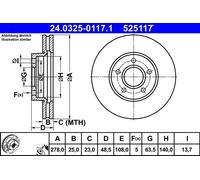 Disco freno FORD C-MAX 1.6 24.0325-0117.1 (1 pz)