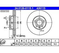Disco freno FORD GALAXY I 2.0 i 24.0126-0115.1 (1 pz)