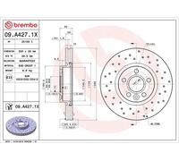 Disco freno BREMBO 09A4271X anteriore, gelocht, ventilato, perforato, 1 pezzo