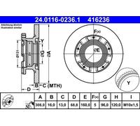 Disco freno FORD TOURNEO CUSTOM V362 2.0 EcoBlue 24.0116-0236.1 (1 pz)