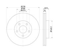 HELLA PAGID 8DD 355 128-461 Discofreno,54412PRO_HC,ad alto tenore di carbonio,rivestito,278mm,25mm,ventilazione interna,per es. FORD / VOLVO