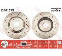 TRW Disco freno DF6153S anteriore ventilato perforato per Mercedes C180