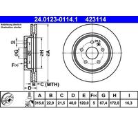 Disco freno OPEL INSIGNIA A 1.4 24.0123-0114.1