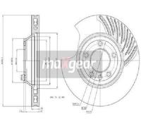 MAXGEAR 1x Disco Ø350mm Anteriore Destro Ventilato per VW Touareg 3.0 V6 Tdi