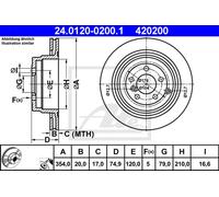 Disco freno (per unità) ATE 24.0120-0200.1 per LAND ROVER RANGE ROVER