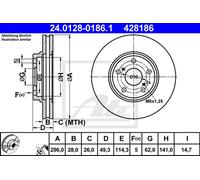 Disco freno (per unità) ATE 24.0128-0186.1 per LEXUS RX 3.0 300 AWD