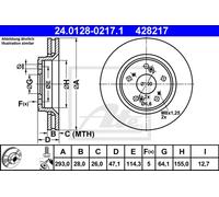 Disco freno ATE 24.0128-0217.1 anteriore, ventilato, 1 Pezzo
