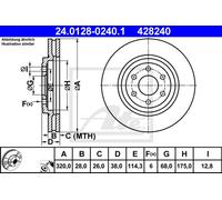 Disco freno (per unità) ATE 24.0128-0240.1 per NISSAN NAVARA 2.5 dCi 4WD 4x4