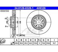 ATE Disco freno 24.0128-0326.1 anteriore ventilato 1 pezzo