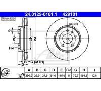 Disco freno ATE 24.0129-0101.1 anteriore, ventilato, altamente carbonizzato, 1 Pezzo