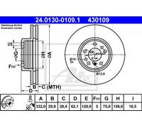 ATE Disco freno 24.0130-0109.1 anteriore, ventilato, altamente carbonizzato, 1 pezzo