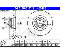 Disco freno ATE 24.0130-0183.1 posteriore, ventilato, altamente carbonizzato, 1 Pezzo