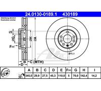 ATE Disco freno 24.0130-0189.1 anteriore ventilato 1 pezzo