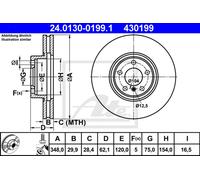 ATE Disco freno 24.0130-0199.1 anteriore, ventilato, altamente carbonizzato, 1 pezzo