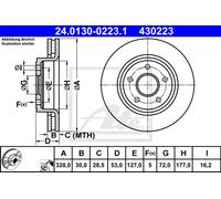 Disco freno (per unità) ATE 24.0130-0223.1 per JEEP GRAND CHEROKEE