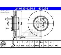 Disco freno ATE 24.0130-0224.1 anteriore, ventilato, altamente carbonizzato, 1 Pezzo