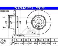 Disco freno ATE PowerDisc 24.0324-0197.1, 1 Pezzo