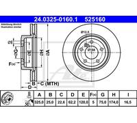 Disco freno ATE Power Disc 24.0325-0160.1, 1 Pezzo