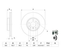 Disco freno BOSCH 0 986 478 974 anteriore, ventilato, altamente carbonizzato, 1 pezzo
