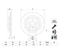 Disco freno (per unità) BOSCH 0 986 479 E97 per MERCEDES GLE Coupe (C292)