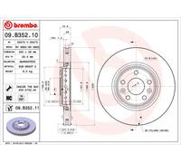 Disco freno (per unità) BREMBO 09.B352.11 per RENAULT LAGUNA III (BT0/1)
