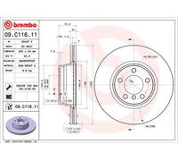 Brembo Disco freno 09C11611 anteriore, ventilato, altamente carbonizzato, 1 pezzo