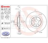 Disco freno (per unità) BREMBO 09.C177.11 per MAZDA CX-7 2.2 MZR-CD AWD 4x4