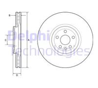 Disco freno DELPHI BG9178C anteriore, ventilato, altamente carbonizzato, 1 Pezzo