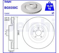 Disco freno DELPHI BG9350C anteriore, ventilato, 1 Pezzo