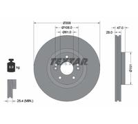 1X TEXTAR Disco Freno Ø 308Mm Asse Anteriore Per RENAULT LAGUNA 16V