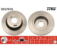 Disco freno (per unità) TRW DF2791S per LAND ROVER DISCOVERY II (L318)