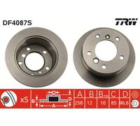 TRW disco freno DF4087S pieno diametro 258 spessore 12 mm 5 fori