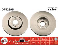 Disco freno (per unità) TRW DF4259S per RENAULT LAGUNA 2.0 dCi (BG1T)