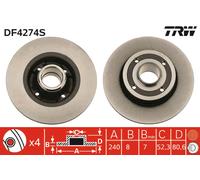 TRW disco freno DF4274S pieno diametro 240 spessore 8 mm 4 fori
